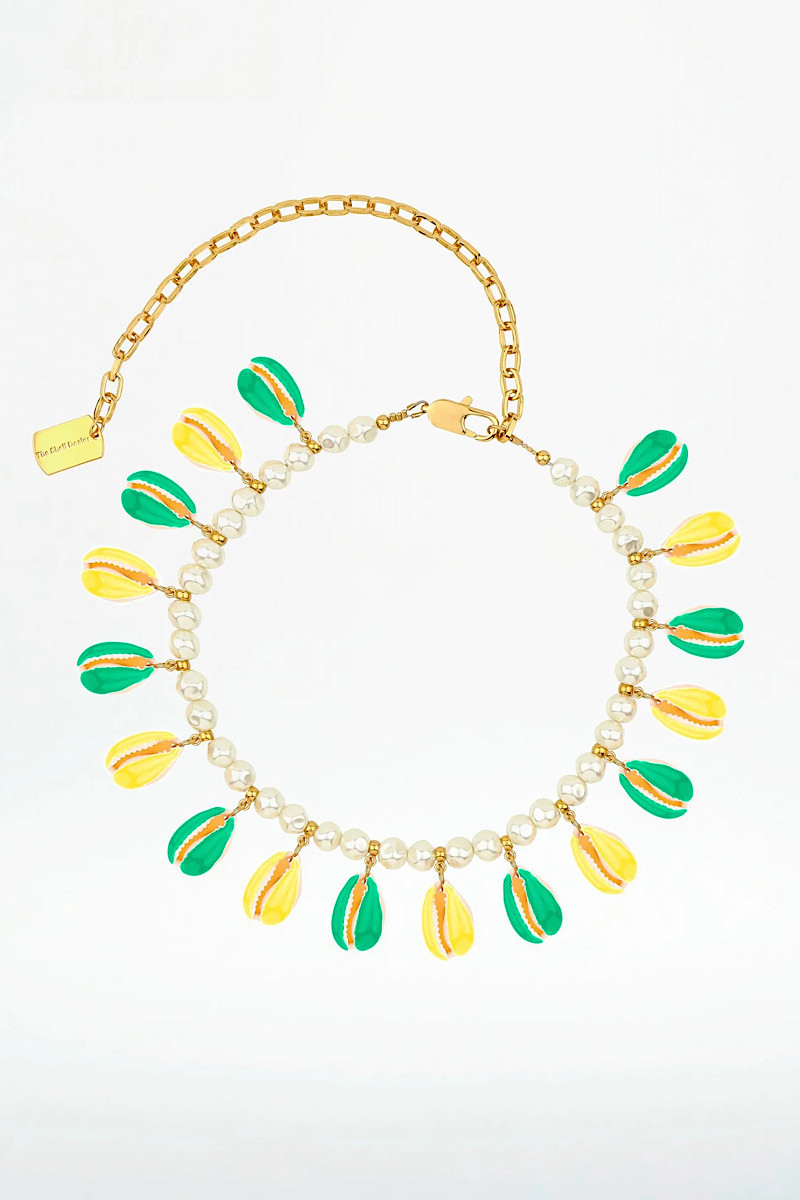 Collier Coquillage Poppers Yellow & Green