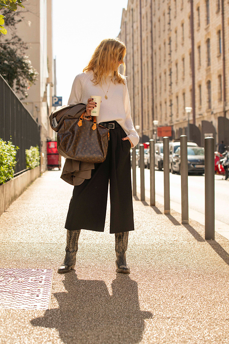 Pantalon Jupe Culotte Longue Noir