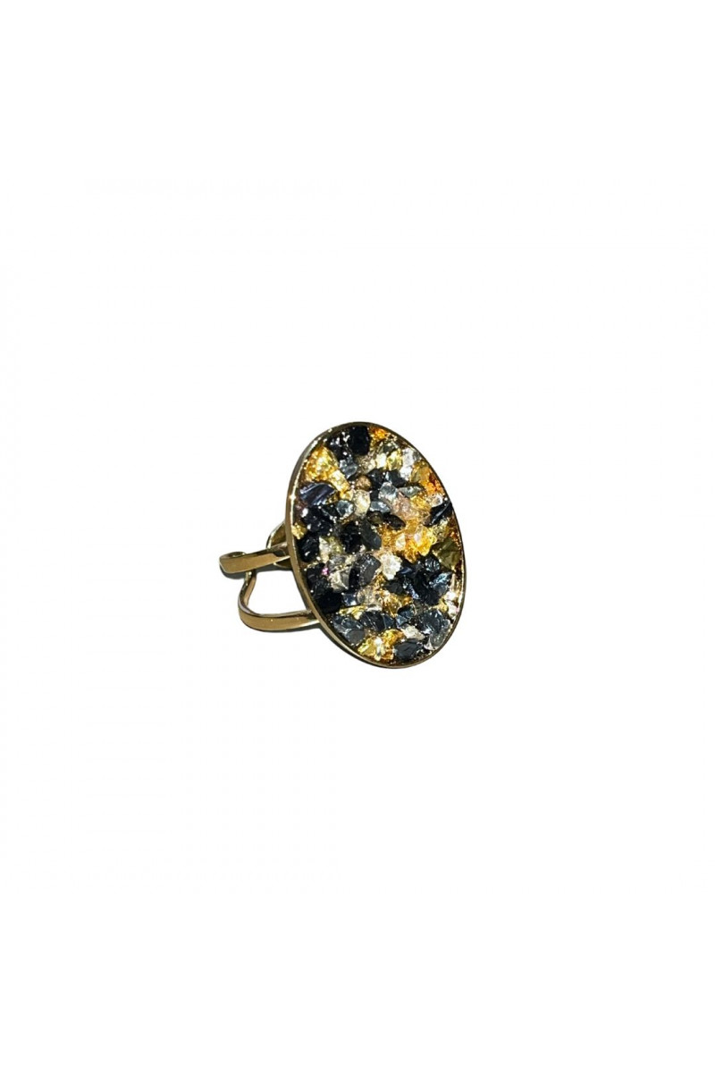 Bague Ovale Rock Hematite Multicolore